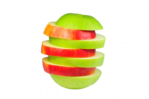 isolated green and red apples